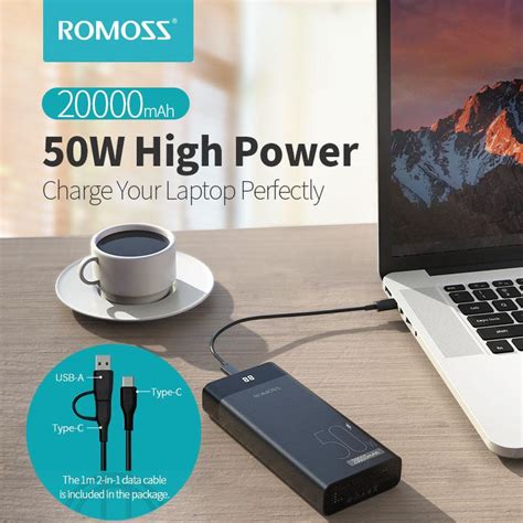 Romoss PPD20 20,000mAh 50W Fast Charging Black Power Bank - Wootware
