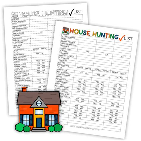 House Hunting Comparison Worksheet