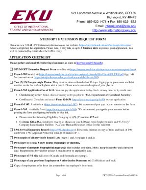 Fillable Online STEM OPT EXTENSION REQUEST FORM Fax Email Print PdfFiller