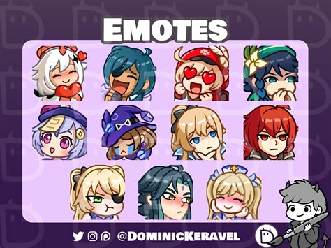 Genshin Impact Emotes Twitchdiscord Pack 2 Cute Gaming Anime Emojis