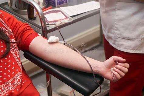 Donating Blood In Hospital Close Up Blood Donor Stock Image Image