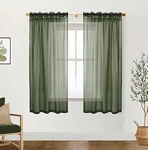 Amazon XTMYI Olive Green Curtains 63 Inch Length For Bedroom 2