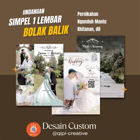 Jual Undangan Pernikahan Simpel Custom 1 Lembar Bolak Balik Shopee