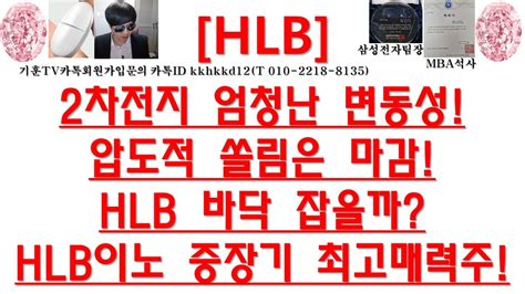 주식투자 Hlb2차전지 엄청난 변동성압도적 쏠림은 마감hlb 바닥 잡을까hlb이노 중장기 최고매력주 Youtube