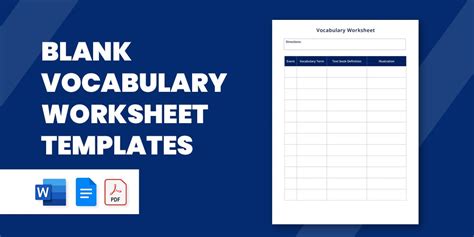 12 Blank Vocabulary Worksheet Templates Word PDF Worksheets Library