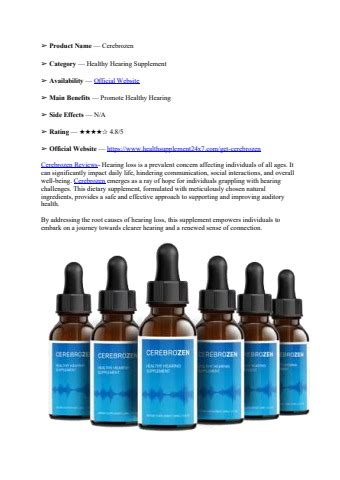 Cerebrozen Reviews Tinnitus Relief Drops Urgent Customer Warning