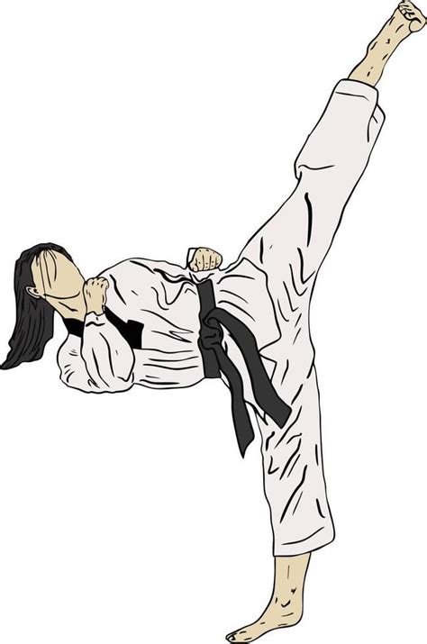 Taekwondo Vector Kick Pose And Technique Sports Illustrations Art Taekwondo Taekwondo Girl