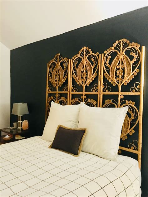 Upcycled Vintage Rattan Screen As A Headboard Unique Headboard Ideas