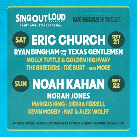 Eric Church Noah Kahan And More For Sing Out Loud Festival 2024