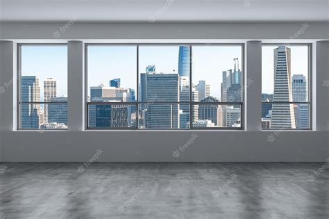 Premium Photo Empty Room Interior Skyscrapers View Cityscape Downtown