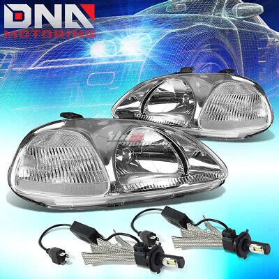 Chrome Housing Headlight Clear Corner K White Led System Fit