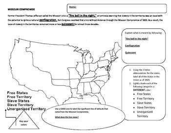 Lesson 1 An Early Threat Of Secession The Missouri Compromise Of