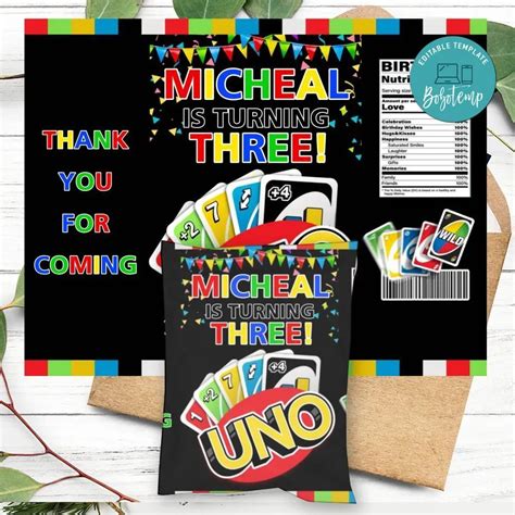 Uno Birthday Chip Bag Digital File Printable Diy Bobotemp