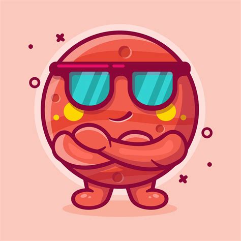 Cute Mars Planet Character Mascot With Cool Expression Isolated Cartoon