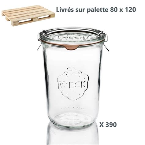 1 Palette De 390 Bocaux En Verre Weck Droits 850 Ml Avec Couvercles En