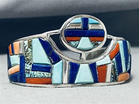 Charles Chee Vintage Navajo Turquoise Inlay Sterling Gem