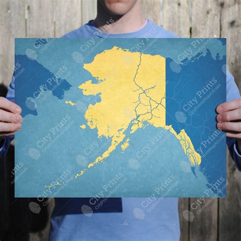 Alaska Map Art - City Prints