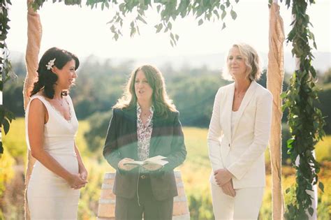 Outdoor Pink Mint And Ivory Same Sex Wedding