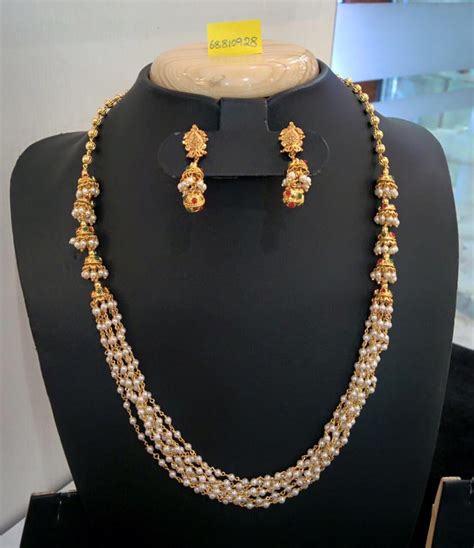 Multi Layer Pearl Necklace With Jhumka South India Jewels