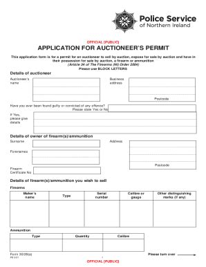 Fillable Online Firearms Form 30 29 A Application For Auctioneer S