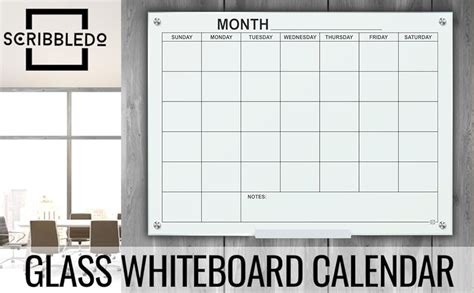 Amazon.com: Magnetic Glass Whiteboard Calendar Monthly Planner White ...