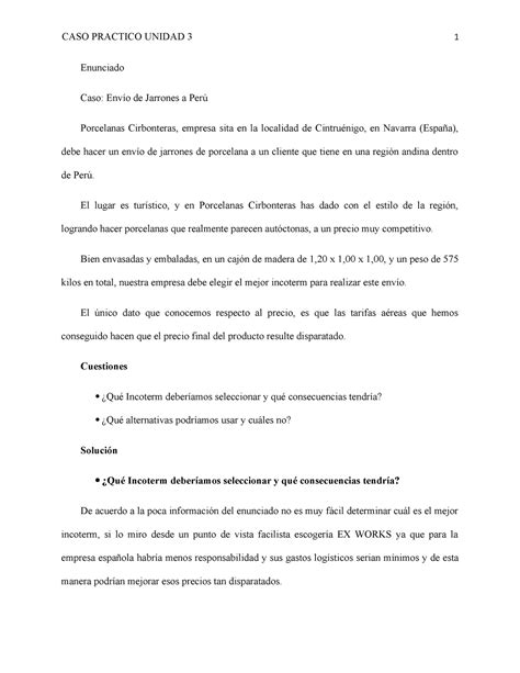 Logistica Internacional Jarrones Caso Practico Unidad Enunciado