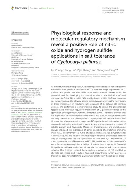 PDF Physiological Response And Molecular Regulatory Mechanism Reveal