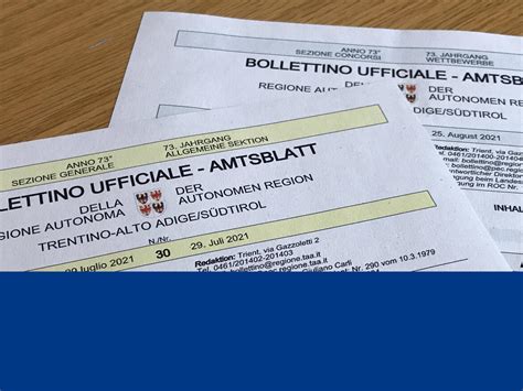 Bollettino Ufficiale Argomenti Regione Autonoma Trentino Alto Adige