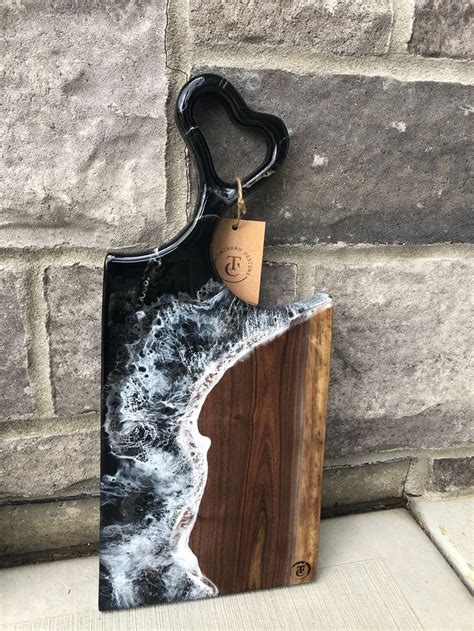 Live Edge Ocean Wave Charcuterie Board Etsy Canada In Resin