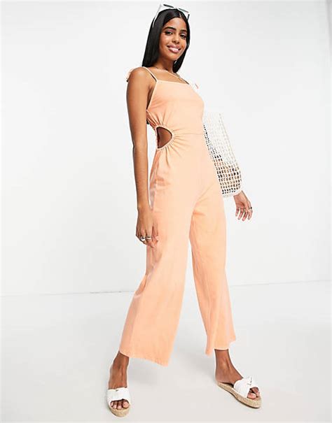 Asos Design Camisole Jumpsuit In Verwaschenem Orange Mit