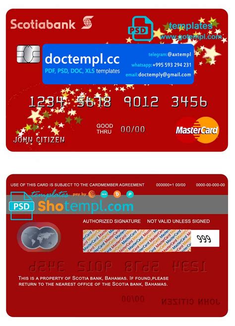 Bahamas Scotia Bank Mastercard Credit Card Template In Psd Format