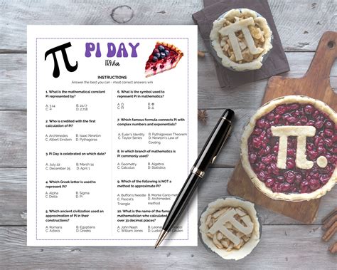 Pi Day Trivia Game Printable Pi Day Trivia Activity Pi Day Party Pi