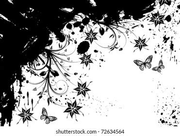 Grunge Flower Frame Butterfly Element Design Stock Vector Royalty Free