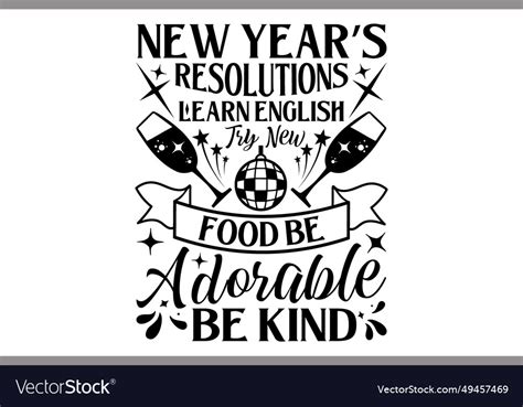 New Years Resolutions Learn English Try Food Vector Image