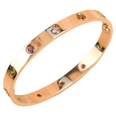 Cartier Love Bracelet Multi Gem Rainbow Rose Gold For Sale At 1stdibs