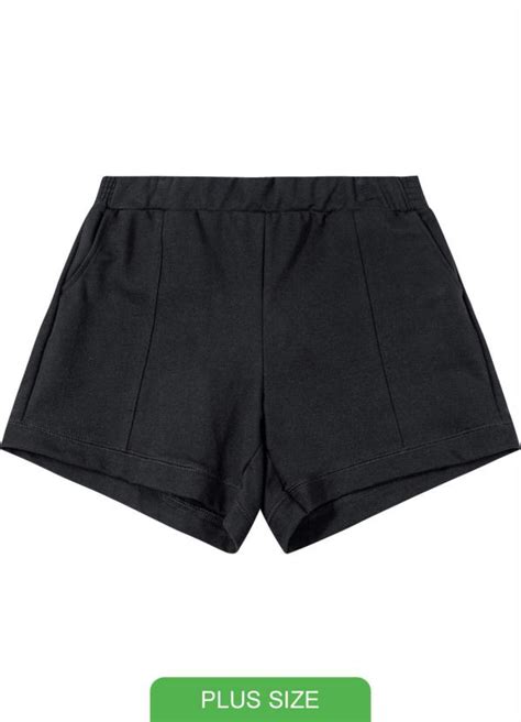 Shorts Feminino Plus Zise Em Moletom Preto Habana