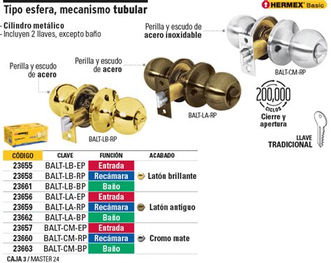 23660 BALT CM RP TRUPER Hermex Cerradura Tipo Esfera Tubular