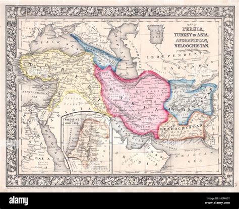 1864 Mitchell Map Of Persia Turkey And Afghanistan Iran Iraq