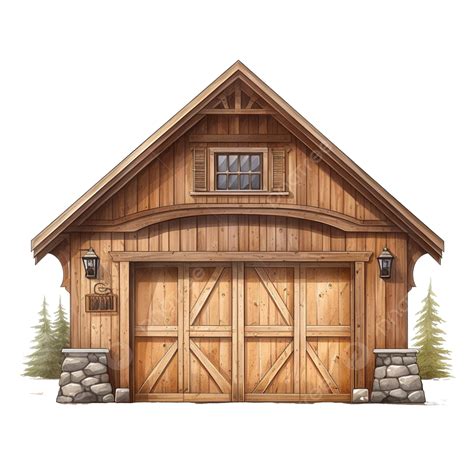 Ai Generative Garage Doors Wood Barn Illustration Wooden Door