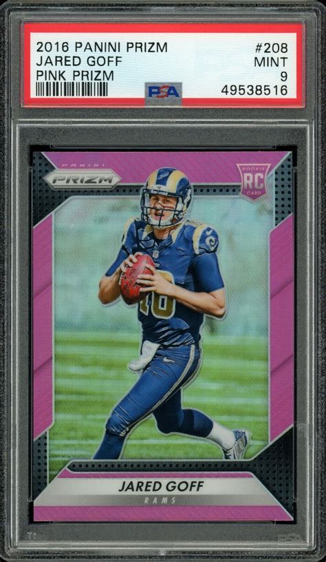 Panini Prizm Pink Prizm Jared Goff Rookie Rc Psa Mint Pop