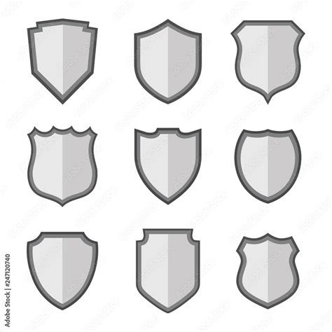 Silver shield design set on white background Stock Vector | Adobe Stock