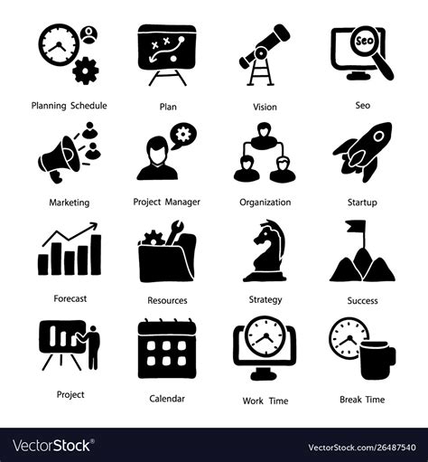 Project Management Icons Pack Royalty Free Vector Image