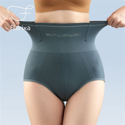 Flarixa Women High Waist Seamless Panties Flat Belly Reducing Panty Hip