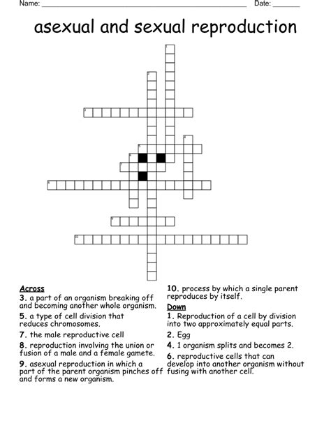 Sexual And Asexual Reproduction Word Search WordMint