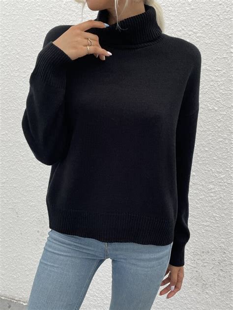 Shein Essnce Pull Unicolore Col Roul Mode En Ligne Shein France