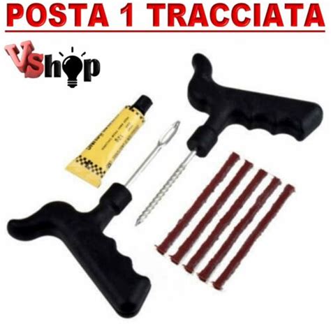 Kit Riparazione Foratura Ripara Gomme Pneumatici Tubeless Auto Moto