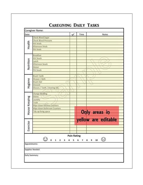 Printable Caregiver Daily Log Sheet Francesco Printable