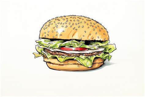 Burger cartoon sketch food. AI | Premium Photo Illustration - rawpixel