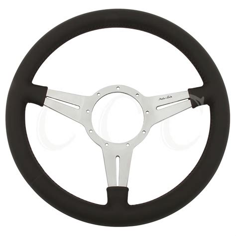 STEERING WHEEL MOTO LITA MK4 15 LEATHER RIM POLISHED SPOKES THIN