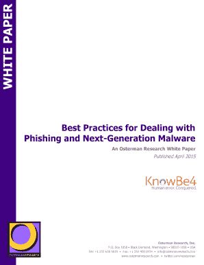 Fillable Online Best Practices For Dealing With Phishing And Next